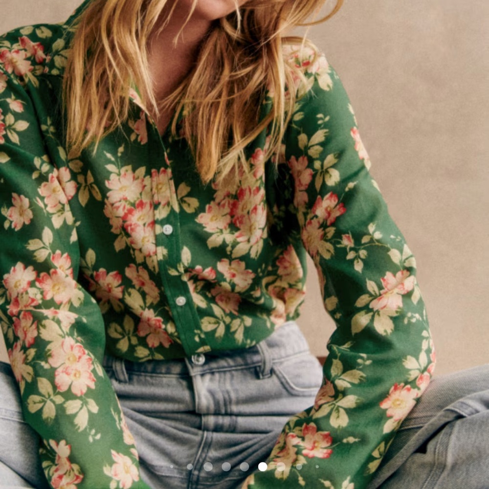 SÉZANE Pierro Green Bouquet Shirt